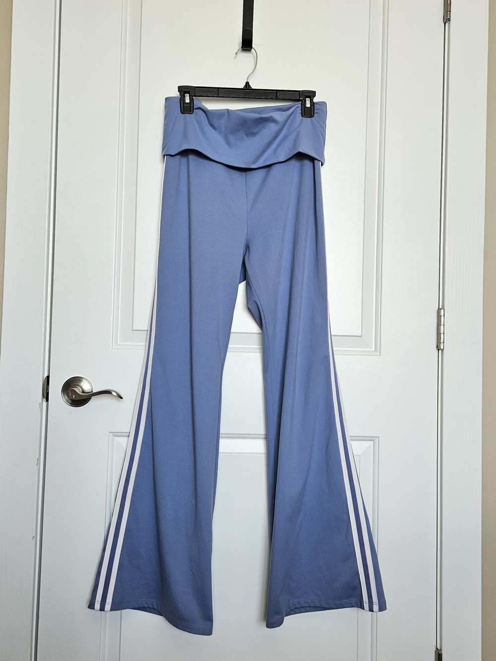 wild fable Women's Plus Size XXL Fold Over Blue Flare Pants with White Stripes